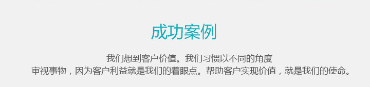 成功案例：有人想到创意，我们想到客户价值。我们习惯以不同的角度<br />审视事物，因为客户利益就是我们的着眼点。帮助客户实现价值，就是我们的使命。